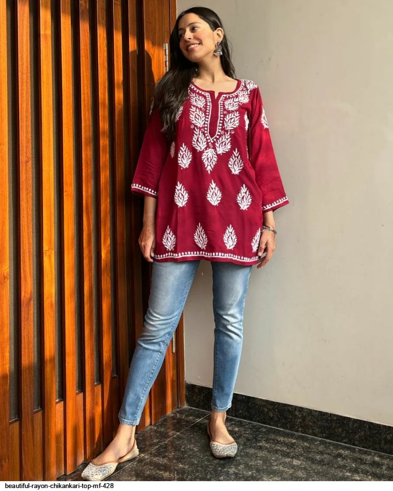BEAUTIFUL RAYON CHIKANKARI TOP MF 428 7
