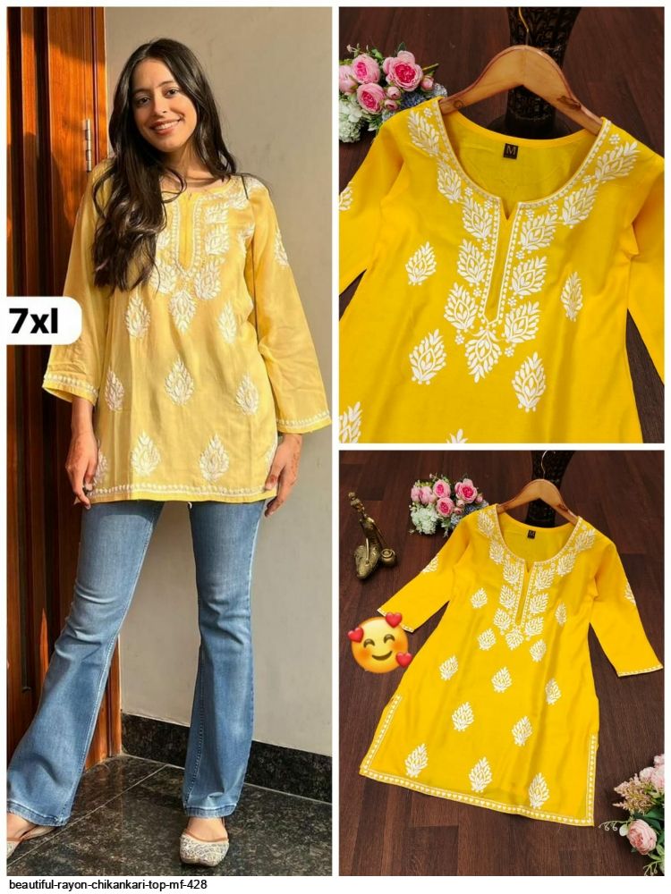 BEAUTIFUL RAYON CHIKANKARI TOP MF 428 6