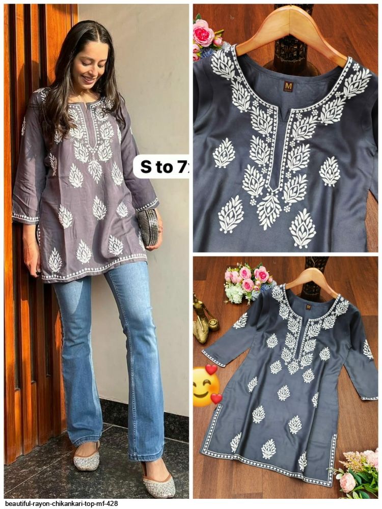 BEAUTIFUL RAYON CHIKANKARI TOP MF 428 5
