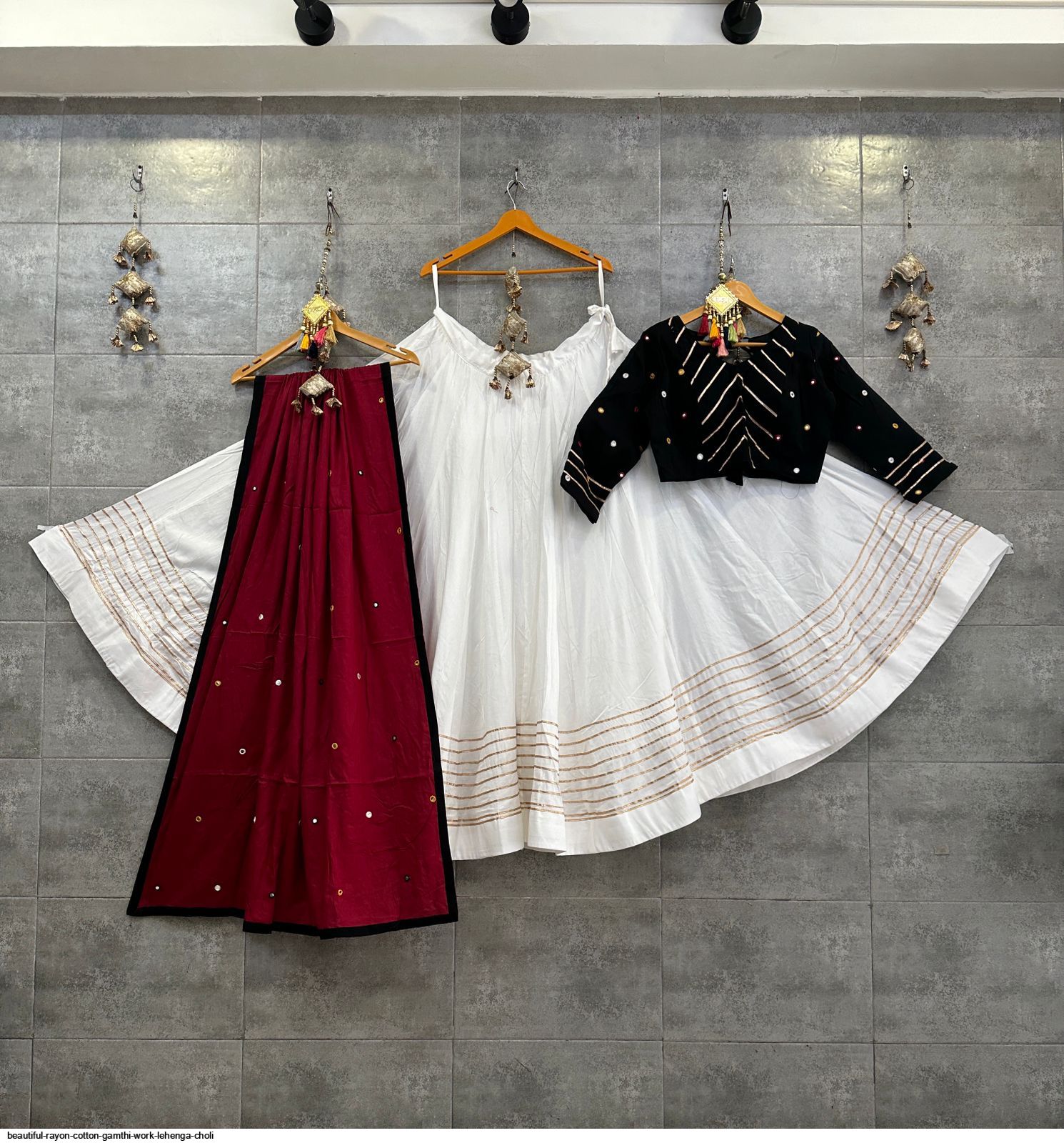 BEAUTIFUL RAYON COTTON GAMTHI WORK LEHENGA CHOLI B