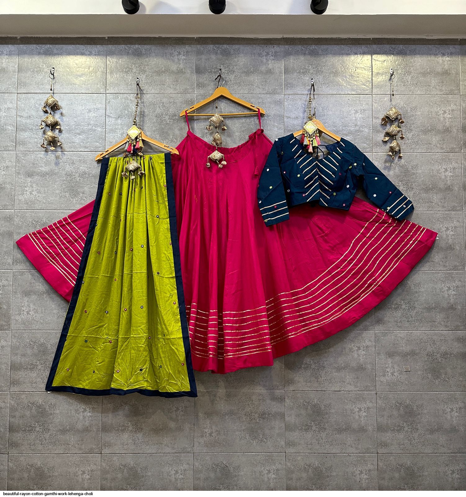 BEAUTIFUL RAYON COTTON GAMTHI WORK LEHENGA CHOLI D
