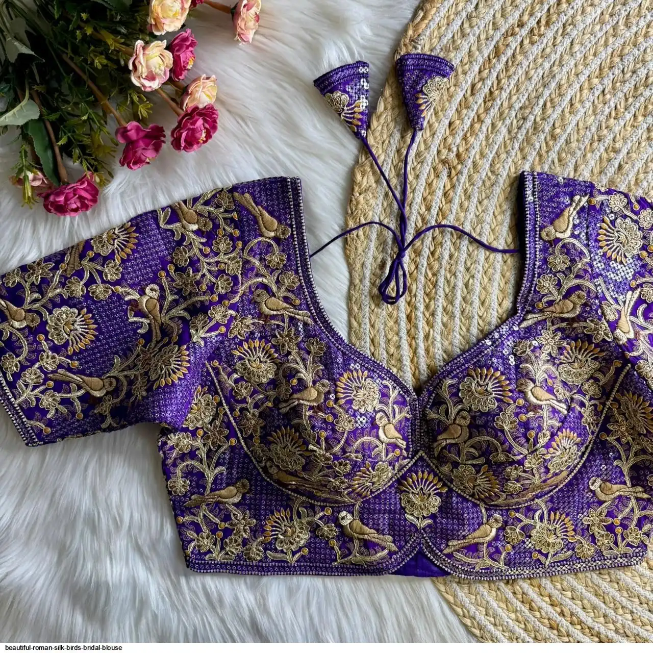 BEAUTIFUL ROMAN SILK BIRDS BRIDAL BLOUSE G
