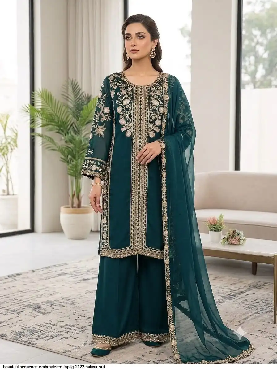 BEAUTIFUL SEQUENCE EMBROIDERED TOP LG 2122 SALWAR SUIT 1