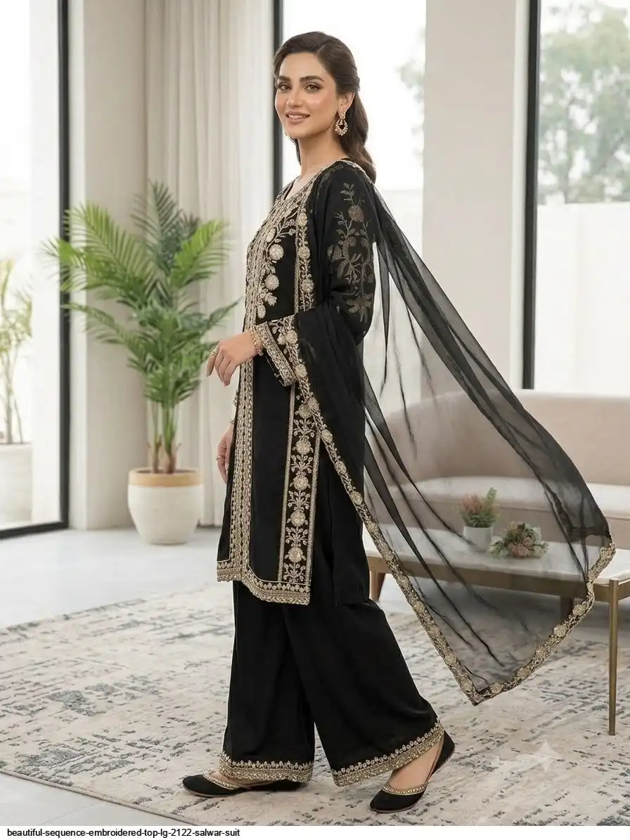 BEAUTIFUL SEQUENCE EMBROIDERED TOP LG 2122 SALWAR SUIT 2