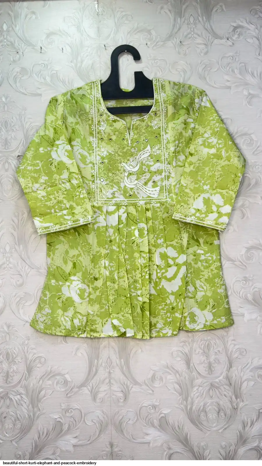 BEAUTIFUL SHORT KURTI ELEPHANT AND PEACOCK EMBROIDERY C