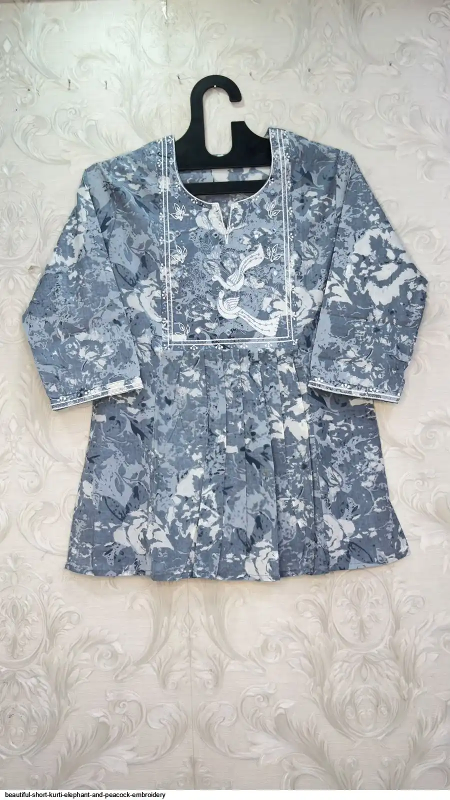 BEAUTIFUL SHORT KURTI ELEPHANT AND PEACOCK EMBROIDERY E