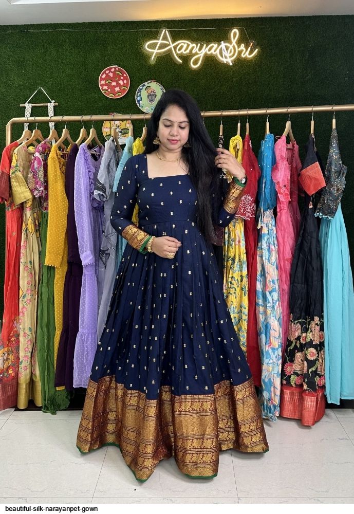Kitmist Fashion Women's South Indian Silk Gown Narayan Pet Long