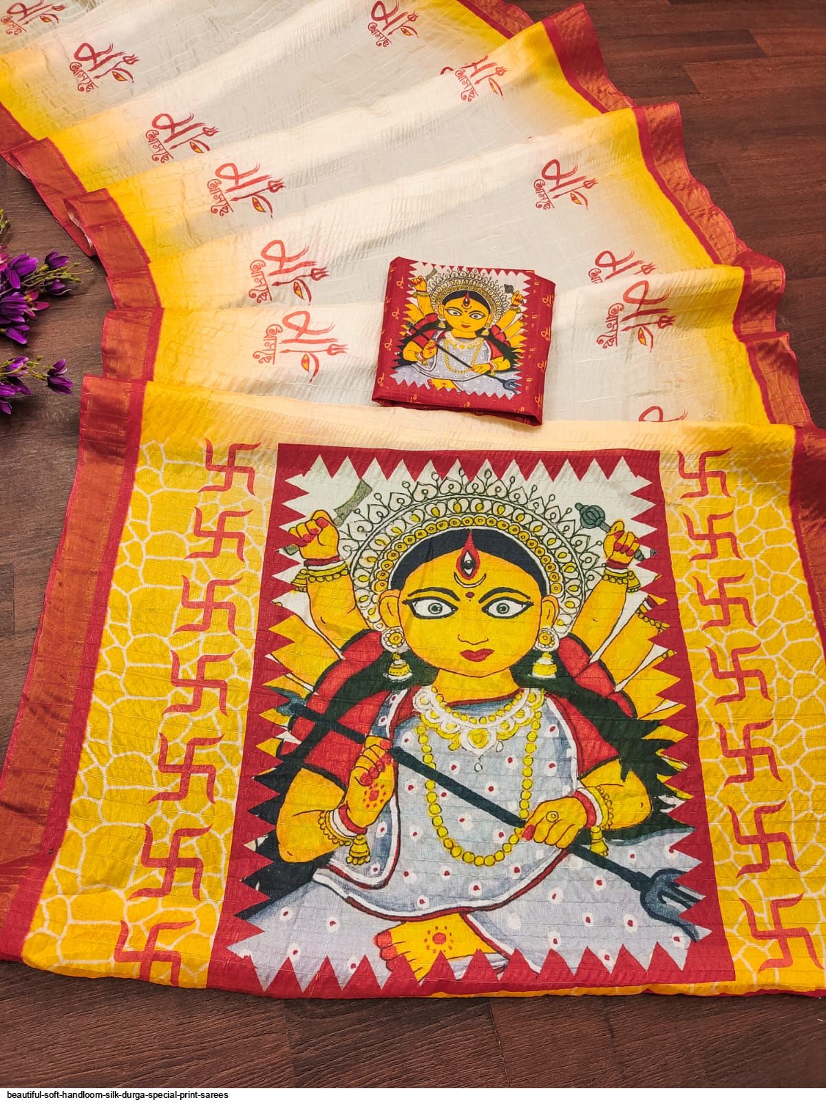 BEAUTIFUL SOFT HANDLOOM SILK DURGA SPECIAL PRINT SAREES