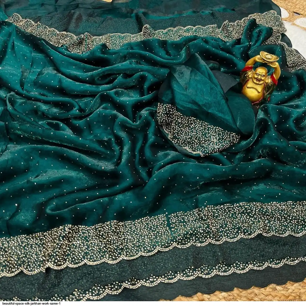 BEAUTIFUL SPACE SILK JARKHAN WORK SAREE 1 V