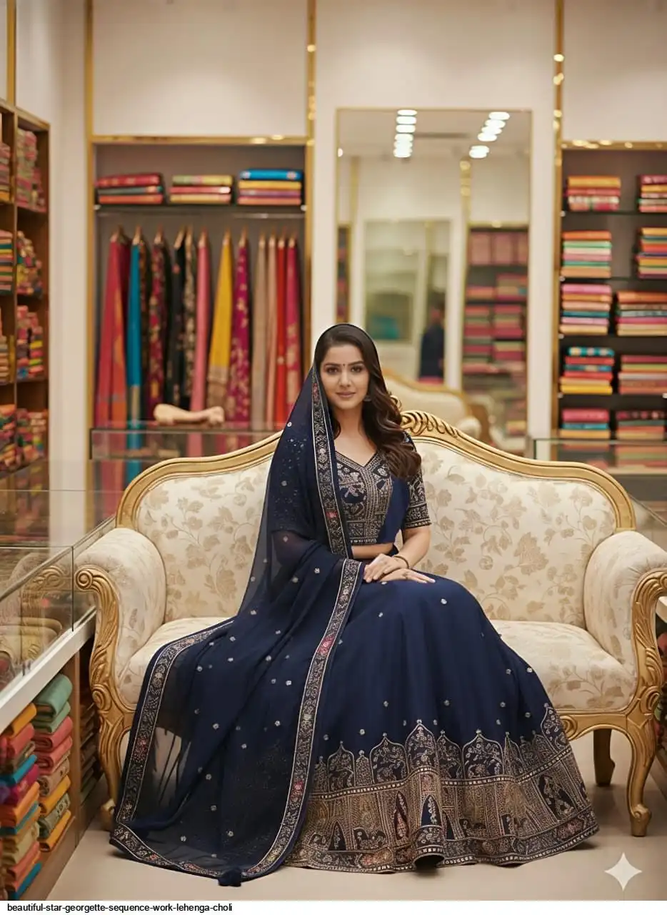 BEAUTIFUL STAR GEORGETTE SEQUENCE WORK LEHENGA CHOLI E