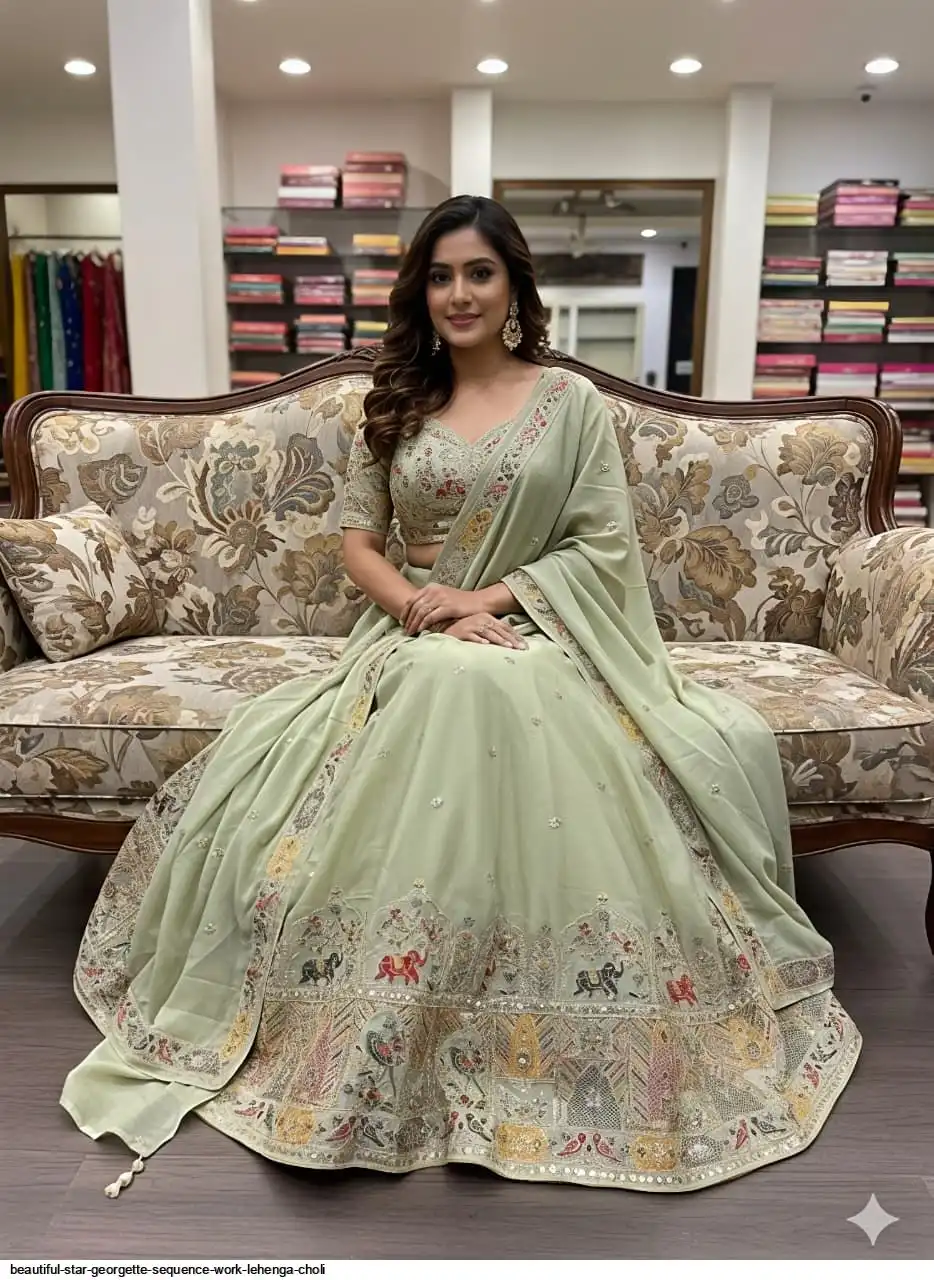 BEAUTIFUL STAR GEORGETTE SEQUENCE WORK LEHENGA CHOLI C