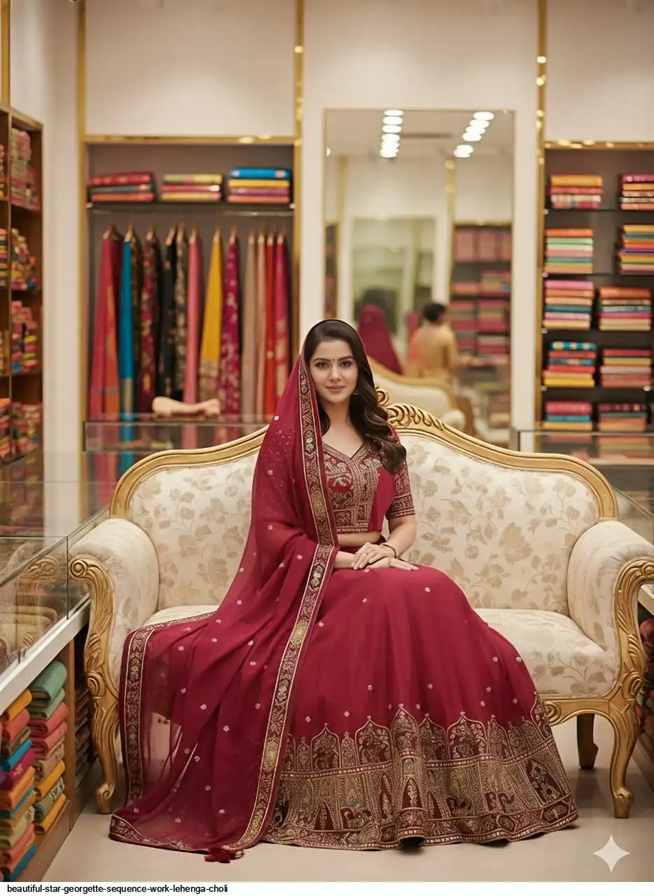 BEAUTIFUL STAR GEORGETTE SEQUENCE WORK LEHENGA CHOLI A