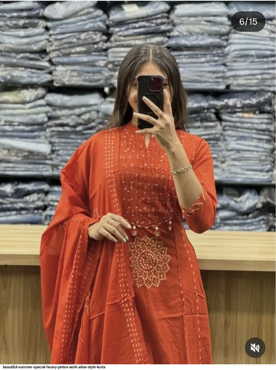 BEAUTIFUL SUMMER SPECIAL HEAVY PINTEX WORK ALINE STYLE KURTA E