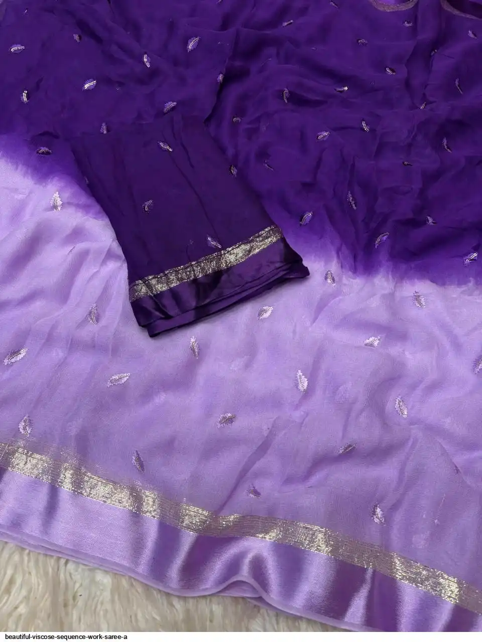 BEAUTIFUL VISCOSE SEQUENCE WORK SAREE A