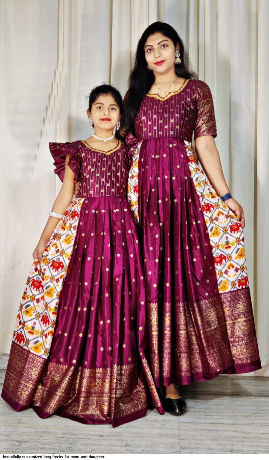 BEAUTIFULLY CUSTOMIZED LONG FROCKS FOR MOM AND DAUGHTER