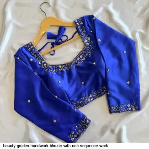 BEAUTY GOLDEN HANDWORK BLOUSE WITH RICH SEQUENCE WORK C