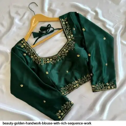 BEAUTY GOLDEN HANDWORK BLOUSE WITH RICH SEQUENCE WORK B