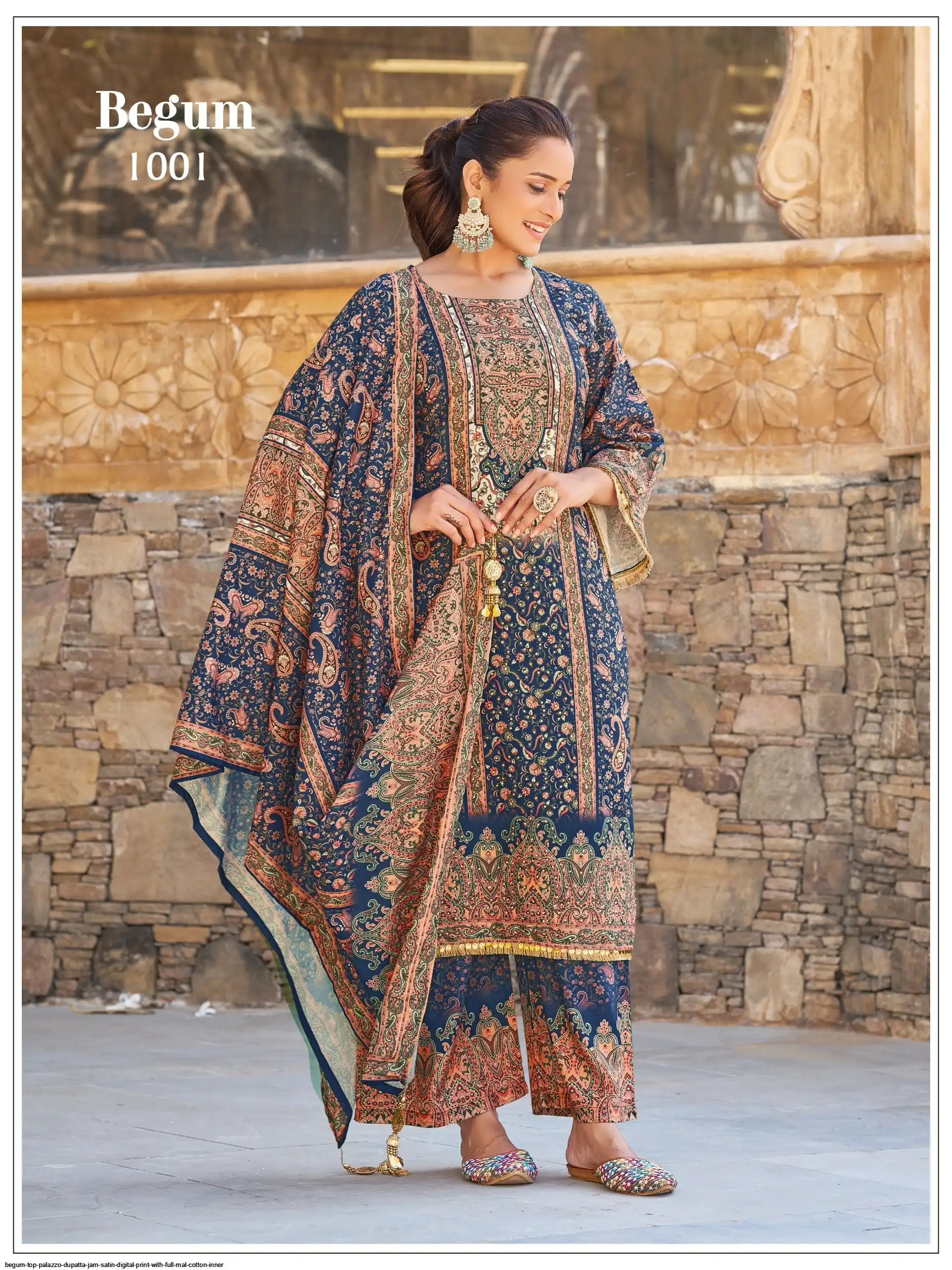 BEGUM TOP PALAZZO DUPATTA JAM SATIN DIGITAL PRINT WITH FULL MAL COTTON INNER 1