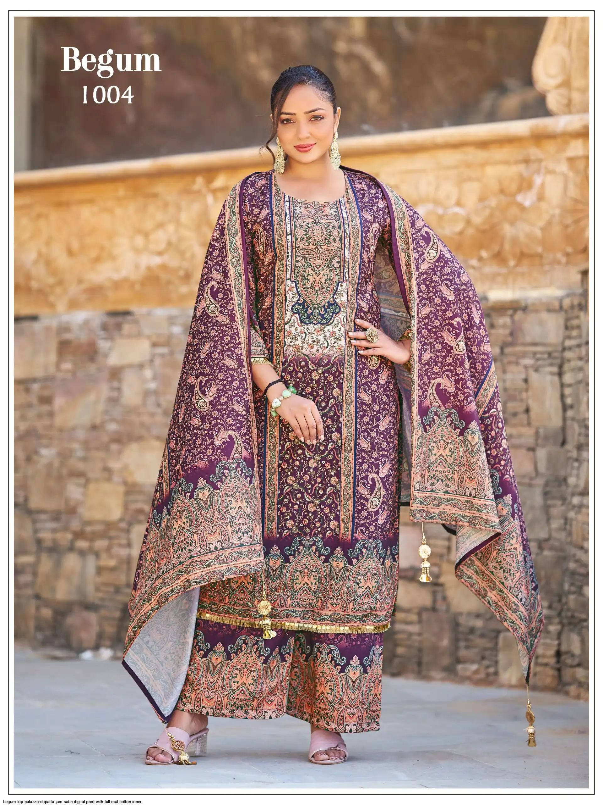 BEGUM TOP PALAZZO DUPATTA JAM SATIN DIGITAL PRINT WITH FULL MAL COTTON INNER 4
