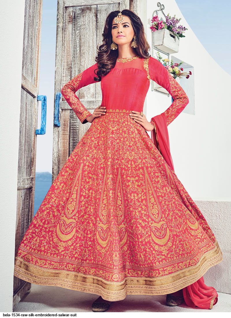 BELA 1534 RAW SILK EMBROIDERED SALWAR SUIT