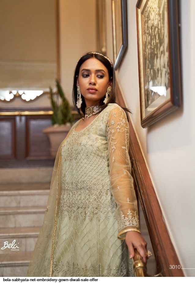 BELA SABHYATA NET EMBROIDERY GOWN DIWALI SALE OFFER