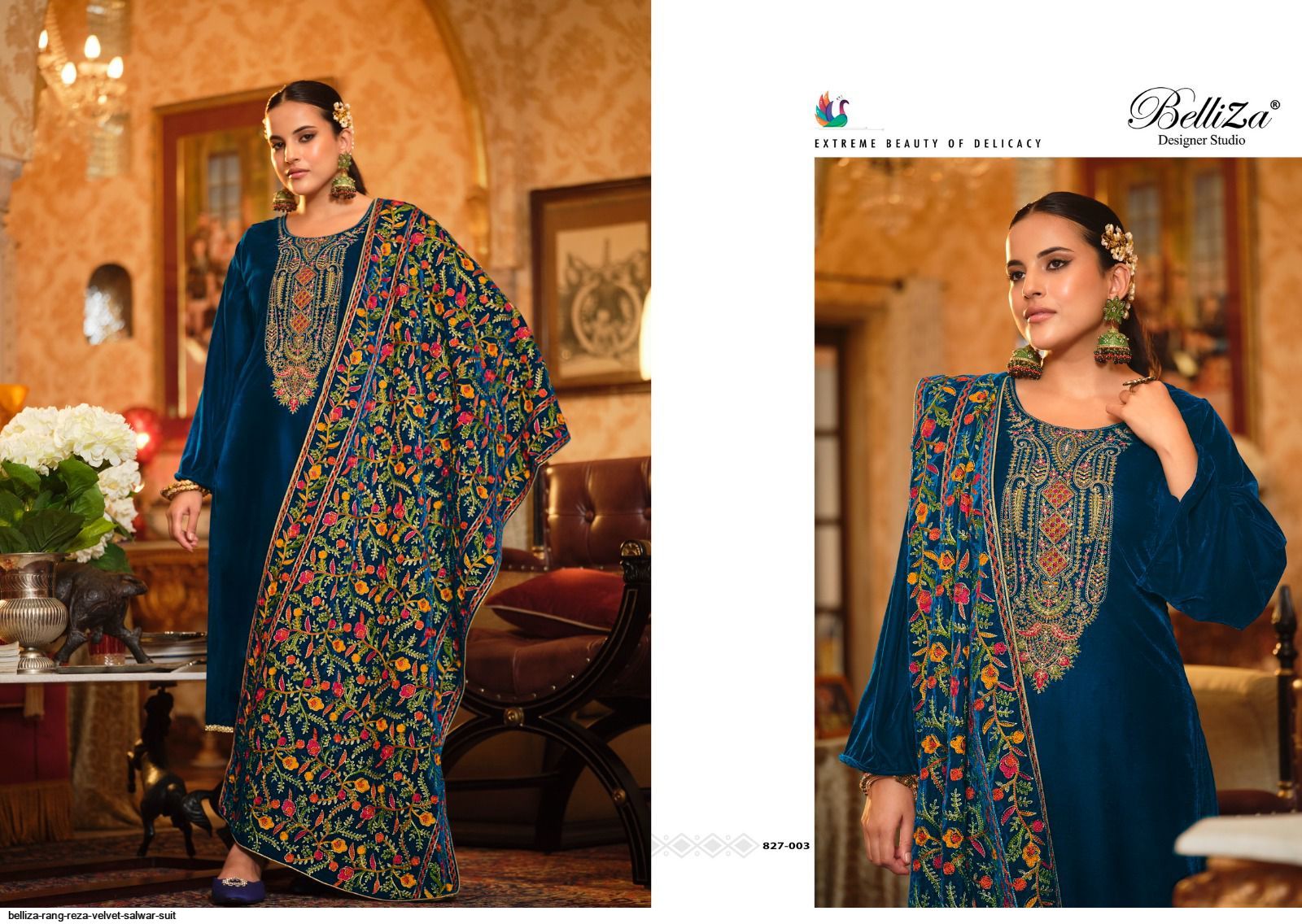 Bahar Bel - Black Silk Velvet Suit – Rang Riwaaz