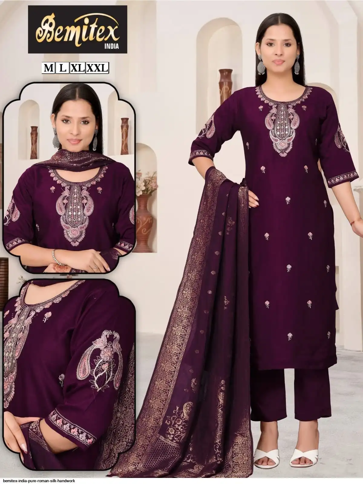 BEMITEX INDIA PURE ROMAN SILK HANDWORK B