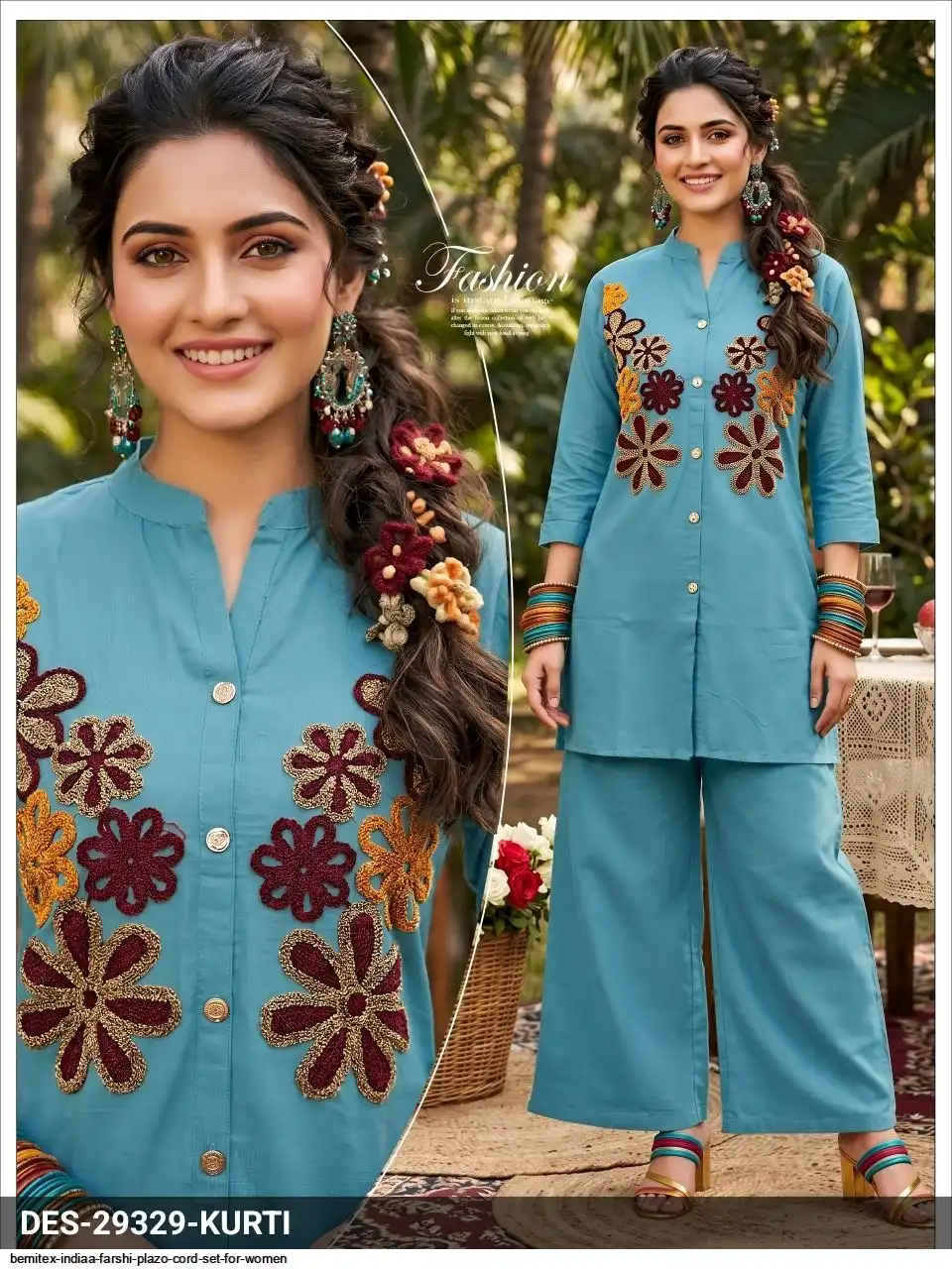 BEMITEX INDIAA FARSHI PLAZO CORD SET FOR WOMEN 4