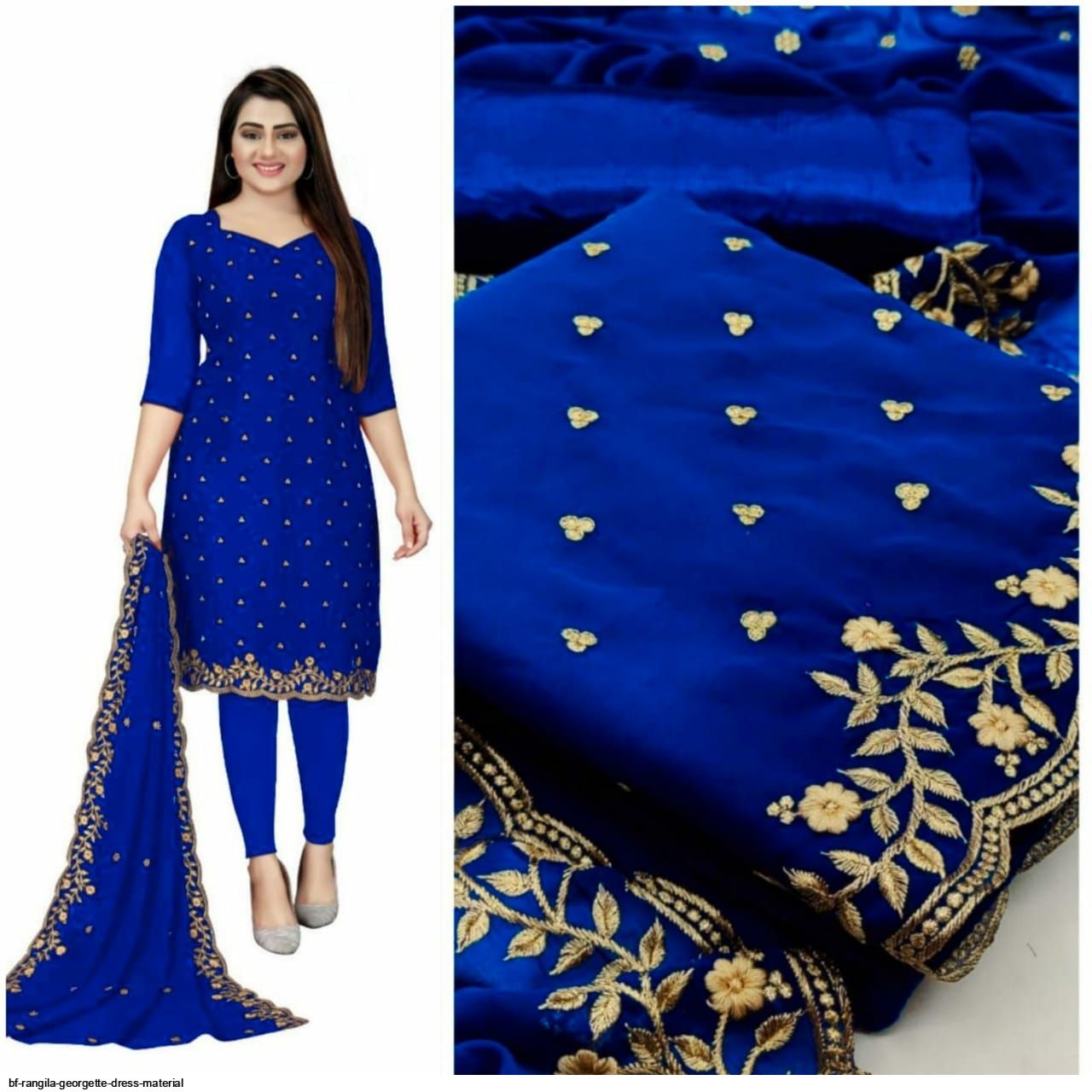 Royal blue churidar on sale material