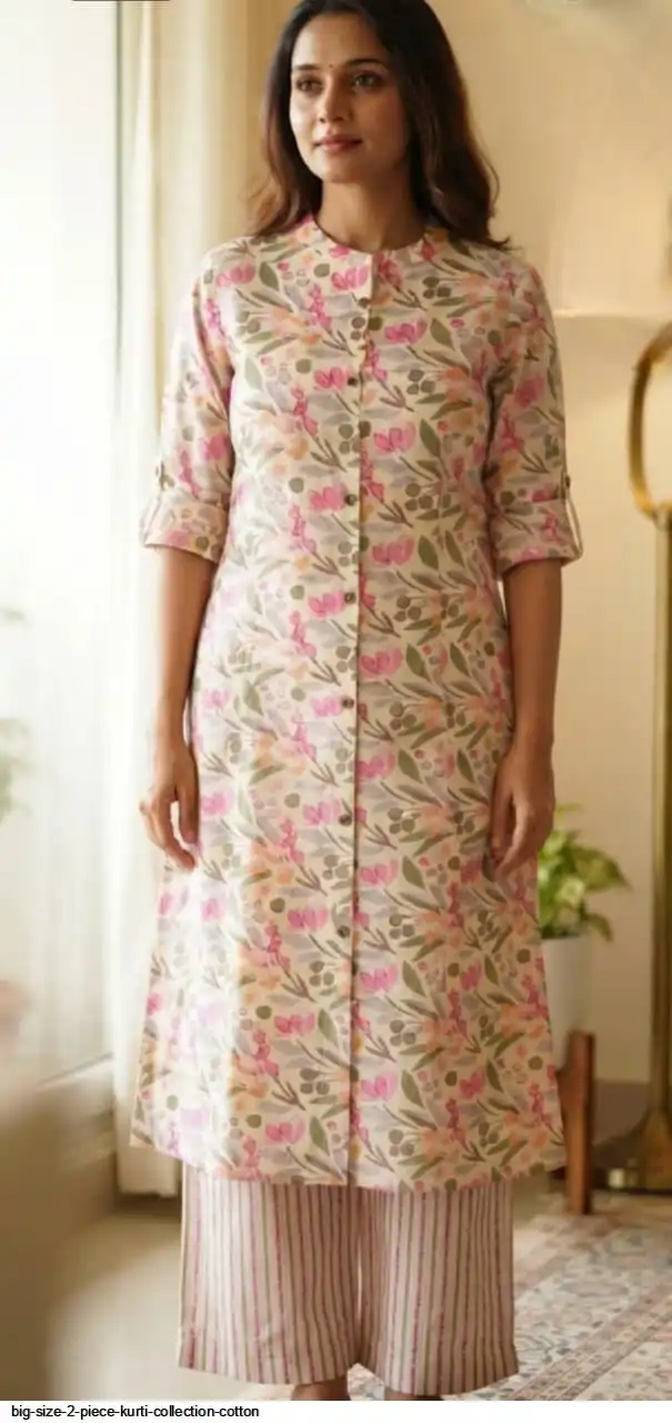 BIG SIZE 2 PIECE KURTI COLLECTION COTTON F
