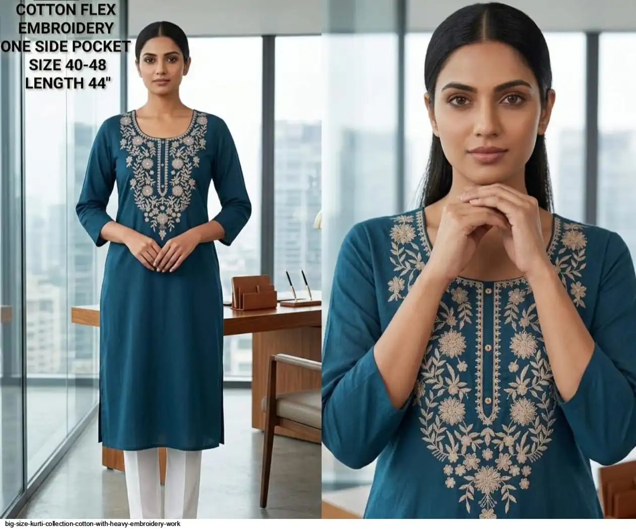 BIG SIZE KURTI COLLECTION COTTON WITH HEAVY EMBROIDERY WORK B