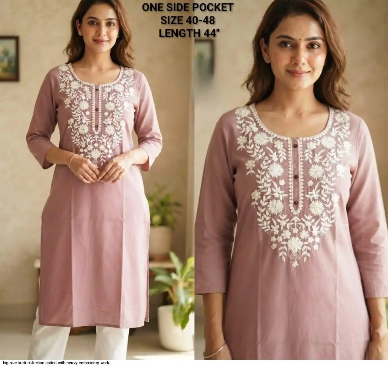 BIG SIZE KURTI COLLECTION COTTON WITH HEAVY EMBROIDERY WORK C