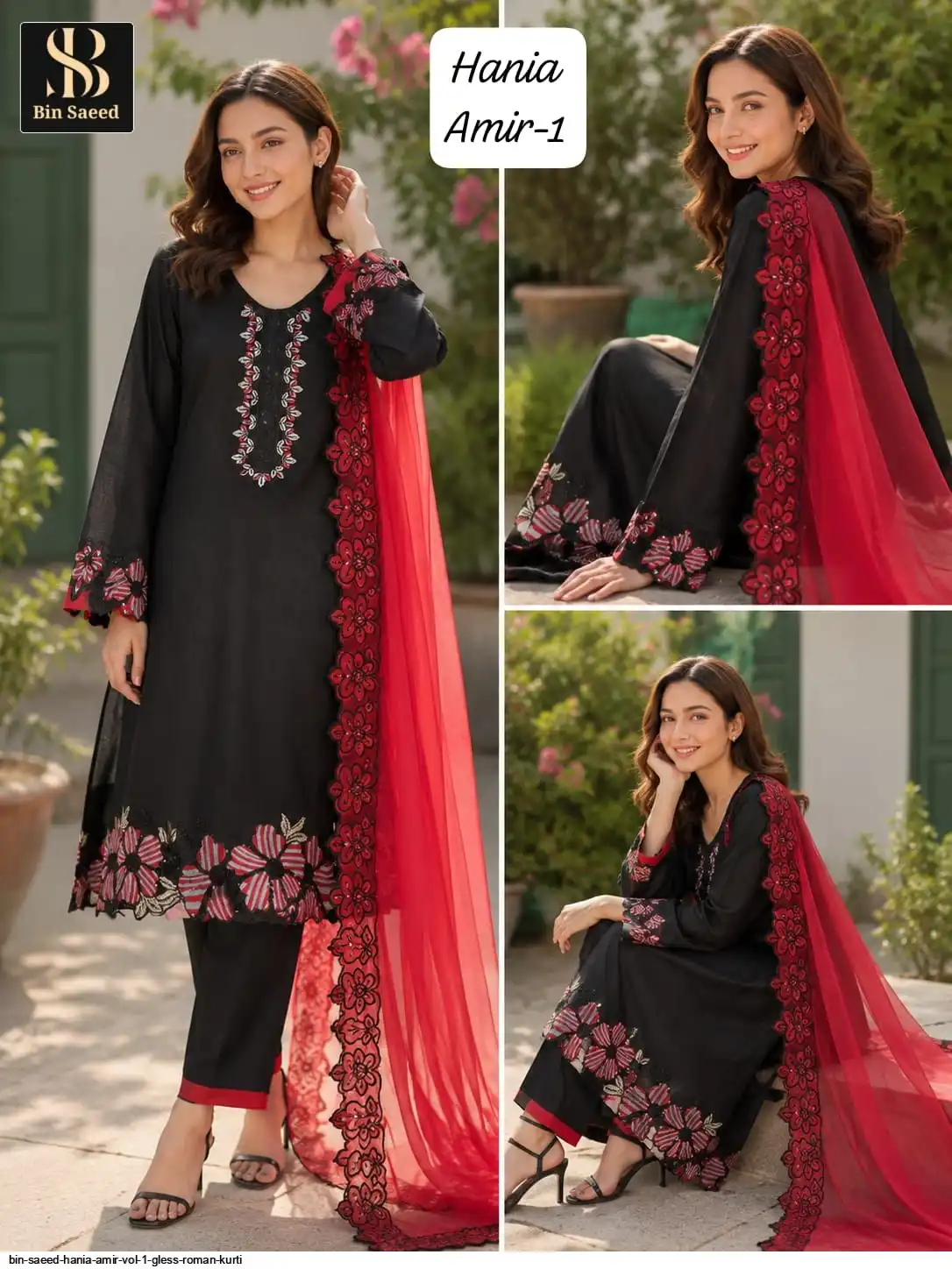 BIN SAEED HANIA AMIR VOL 1 GLESS ROMAN KURTI B