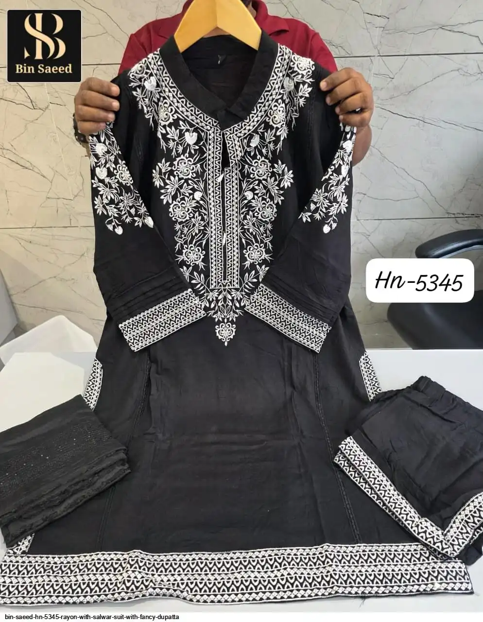BIN SAEED HN 5345 RAYON WITH SALWAR SUIT WITH FANCY DUPATTA 4