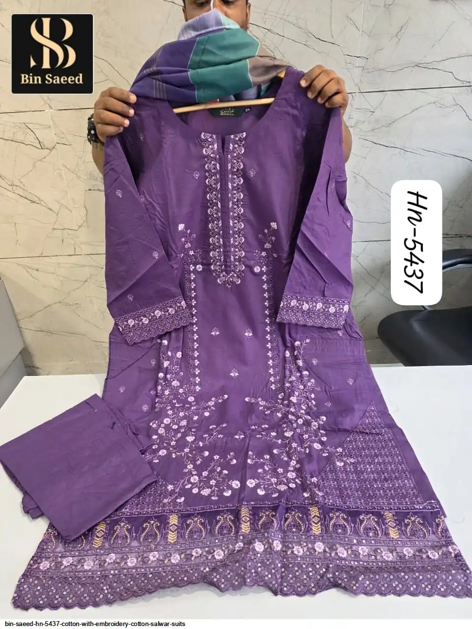 BIN SAEED HN 5437 COTTON WITH EMBROIDERY COTTON SALWAR SUITS 2