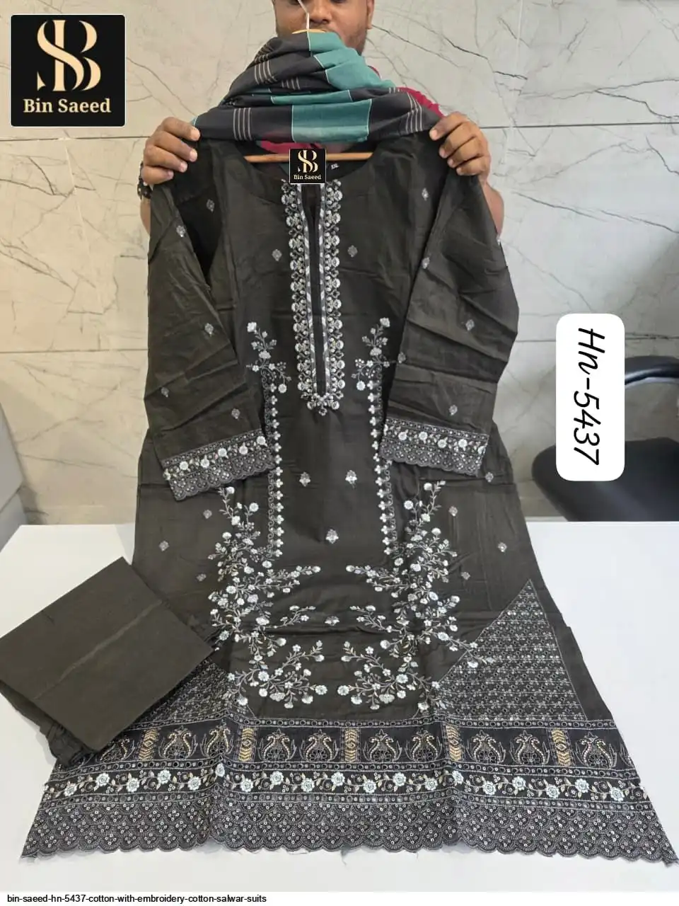 BIN SAEED HN 5437 COTTON WITH EMBROIDERY COTTON SALWAR SUITS 4
