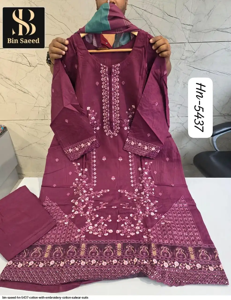 BIN SAEED HN 5437 COTTON WITH EMBROIDERY COTTON SALWAR SUITS 3