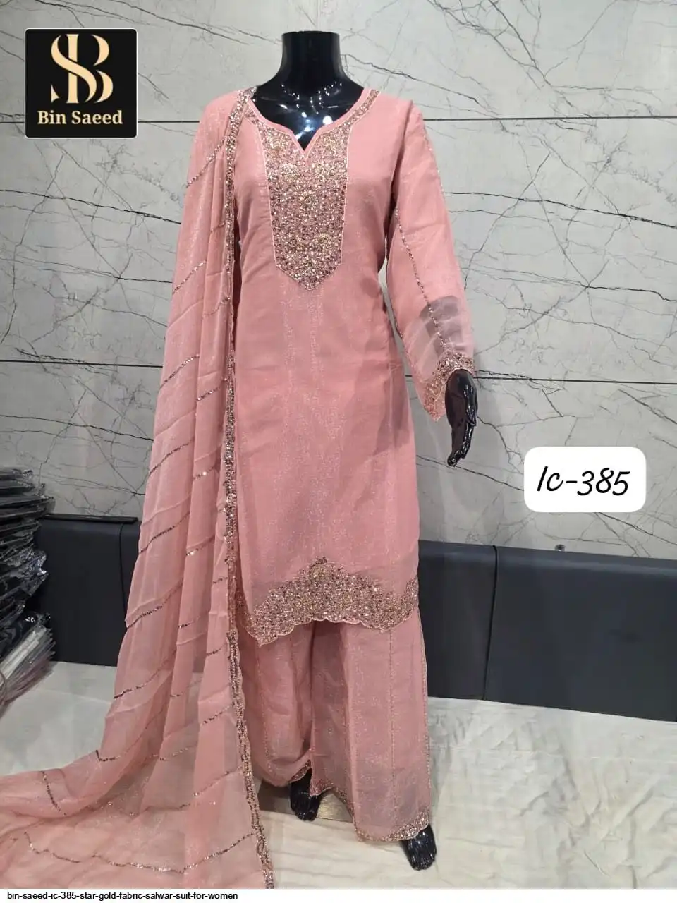BIN SAEED IC 385 STAR GOLD FABRIC SALWAR SUIT FOR WOMEN 2