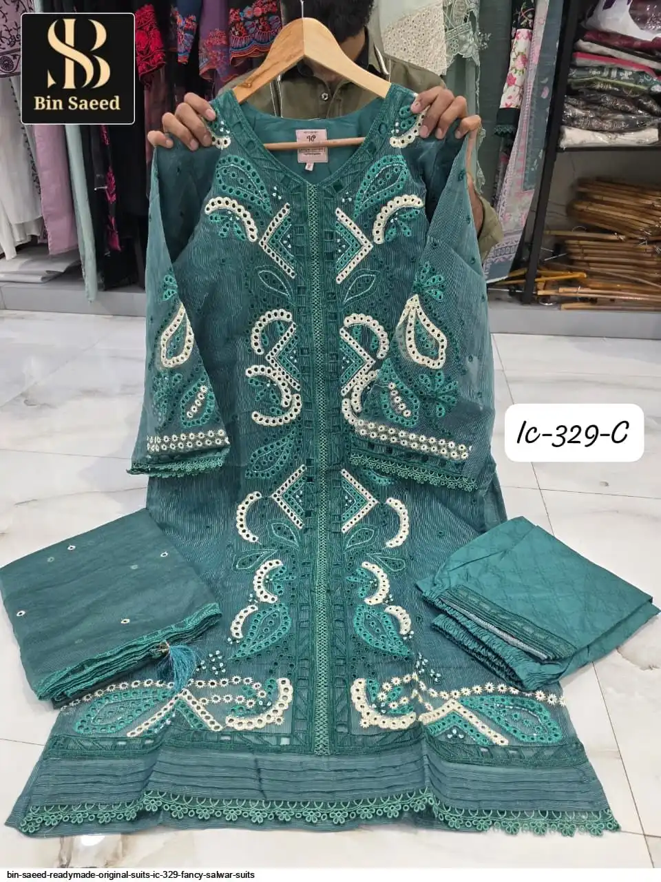 BIN SAEED READYMADE ORIGINAL SUITS IC 329 FANCY SALWAR SUITS 4