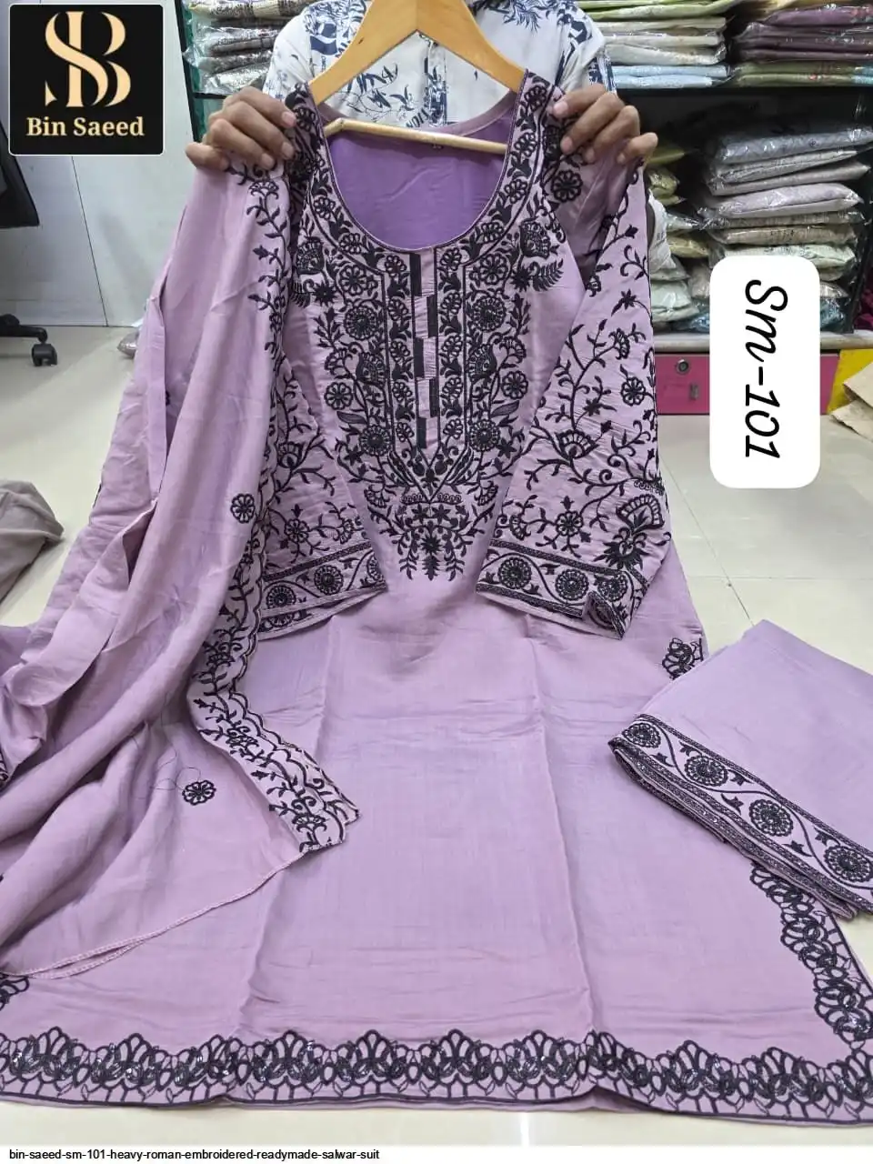 BIN SAEED SM 101 HEAVY ROMAN EMBROIDERED READYMADE SALWAR SUIT C