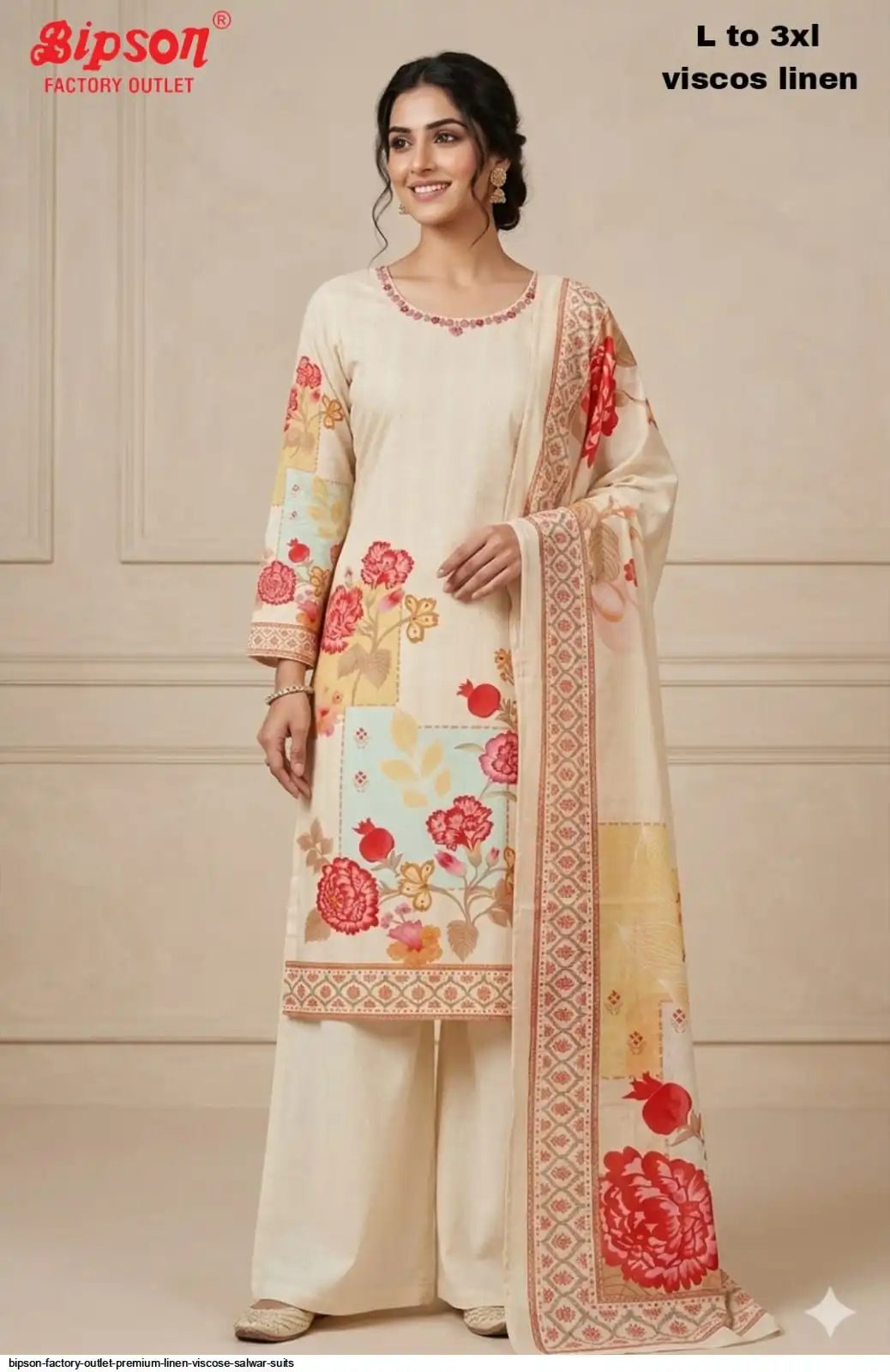 BIPSON FACTORY OUTLET PREMIUM LINEN VISCOSE SALWAR SUITS A