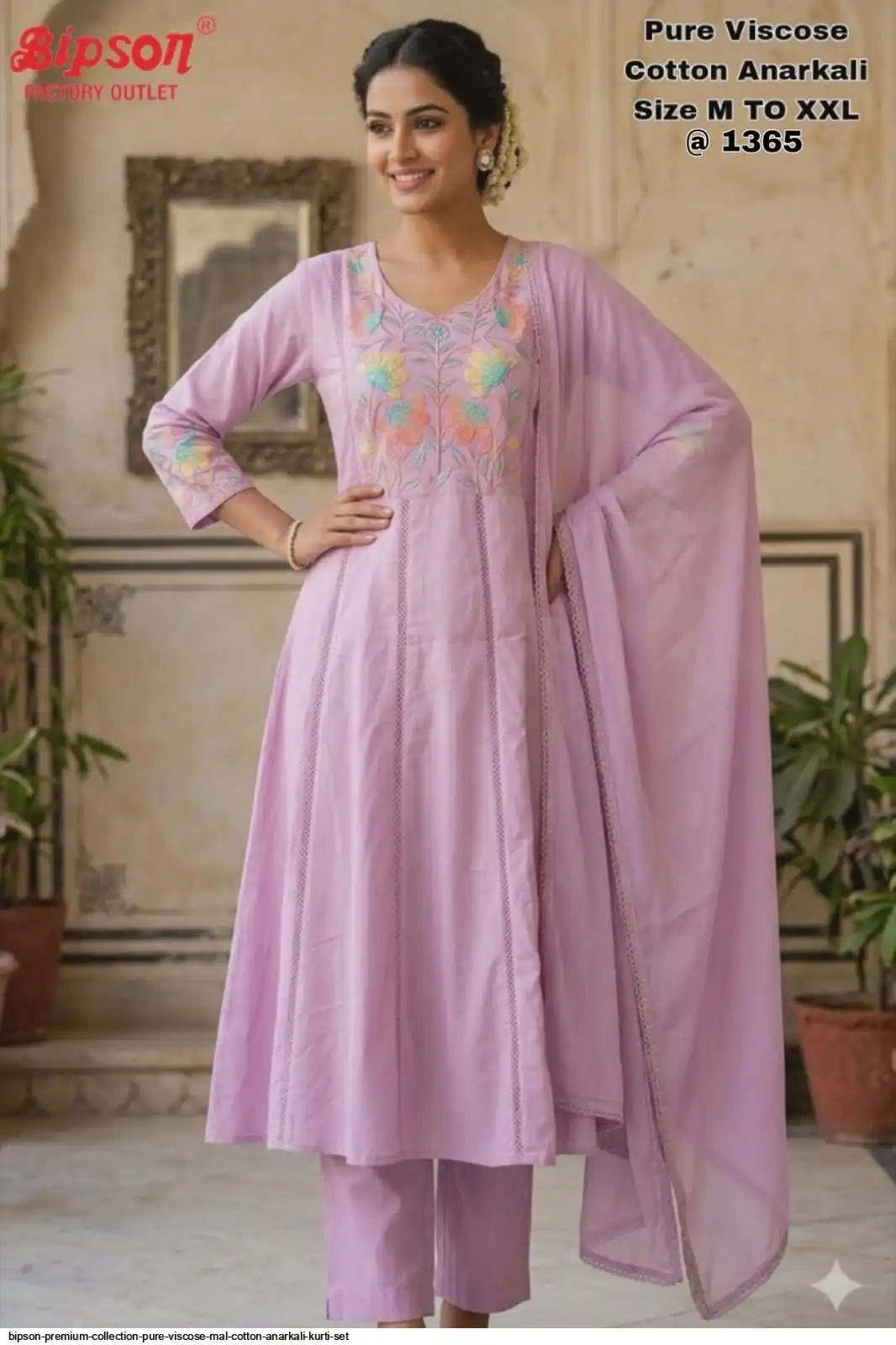 BIPSON PREMIUM COLLECTION PURE VISCOSE MAL COTTON ANARKALI KURTI SET H