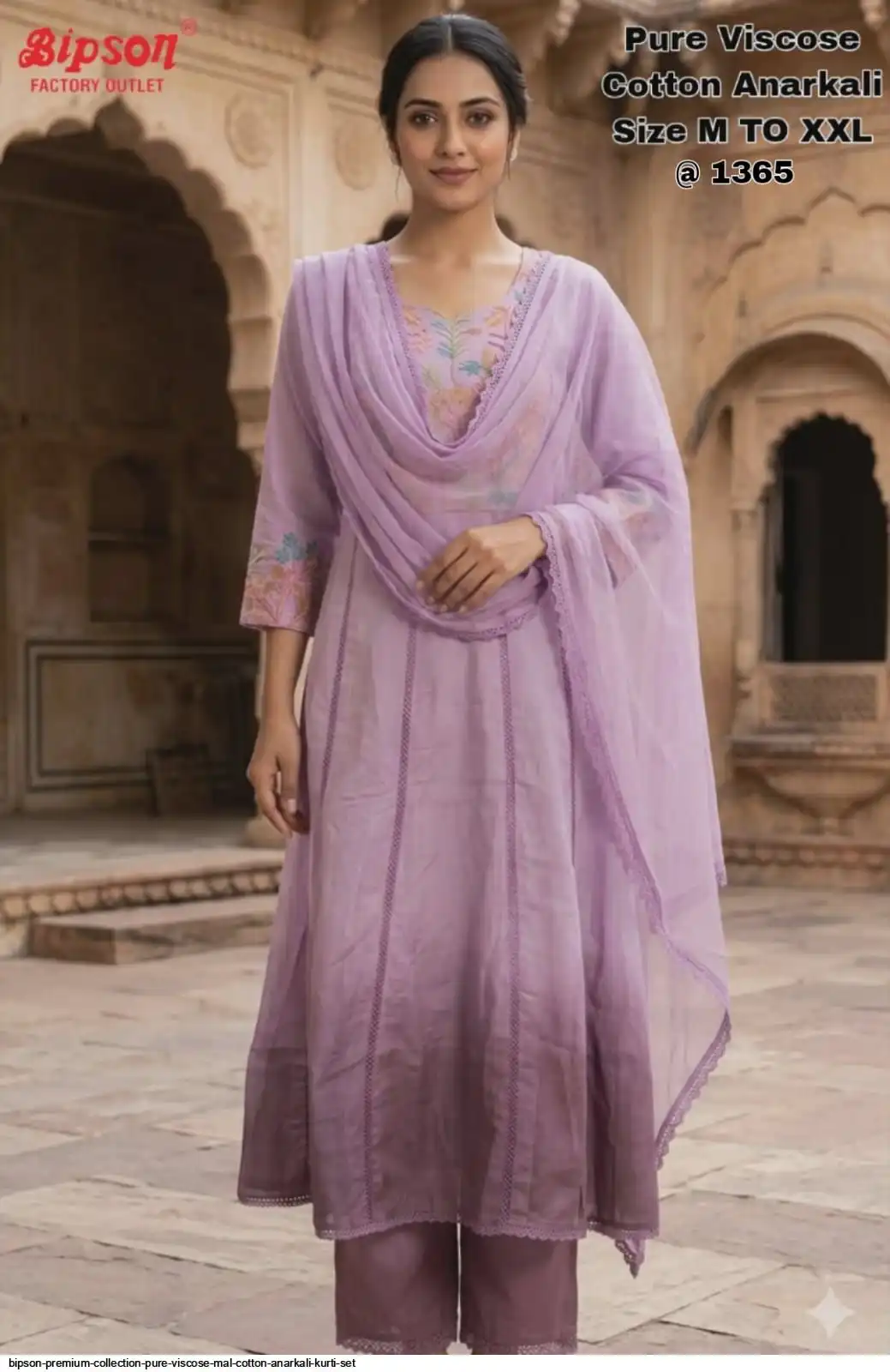 BIPSON PREMIUM COLLECTION PURE VISCOSE MAL COTTON ANARKALI KURTI SET J