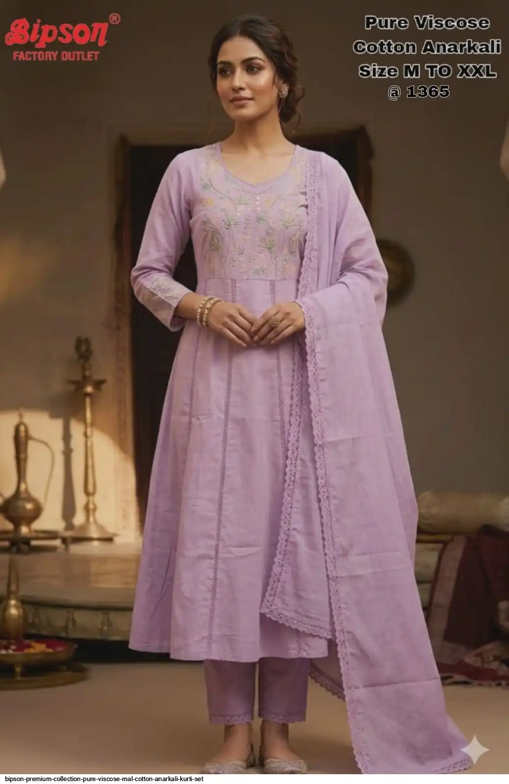 BIPSON PREMIUM COLLECTION PURE VISCOSE MAL COTTON ANARKALI KURTI SET I