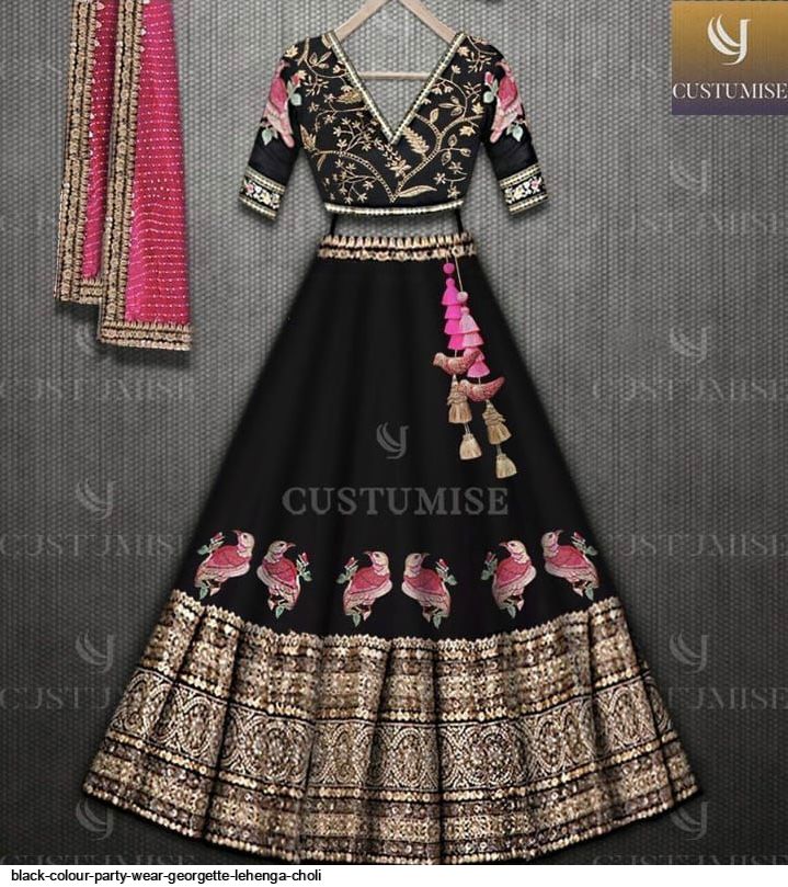 Wedding Machine Black color party wear Georgette lehenga choli at Rs 2199  in Surat