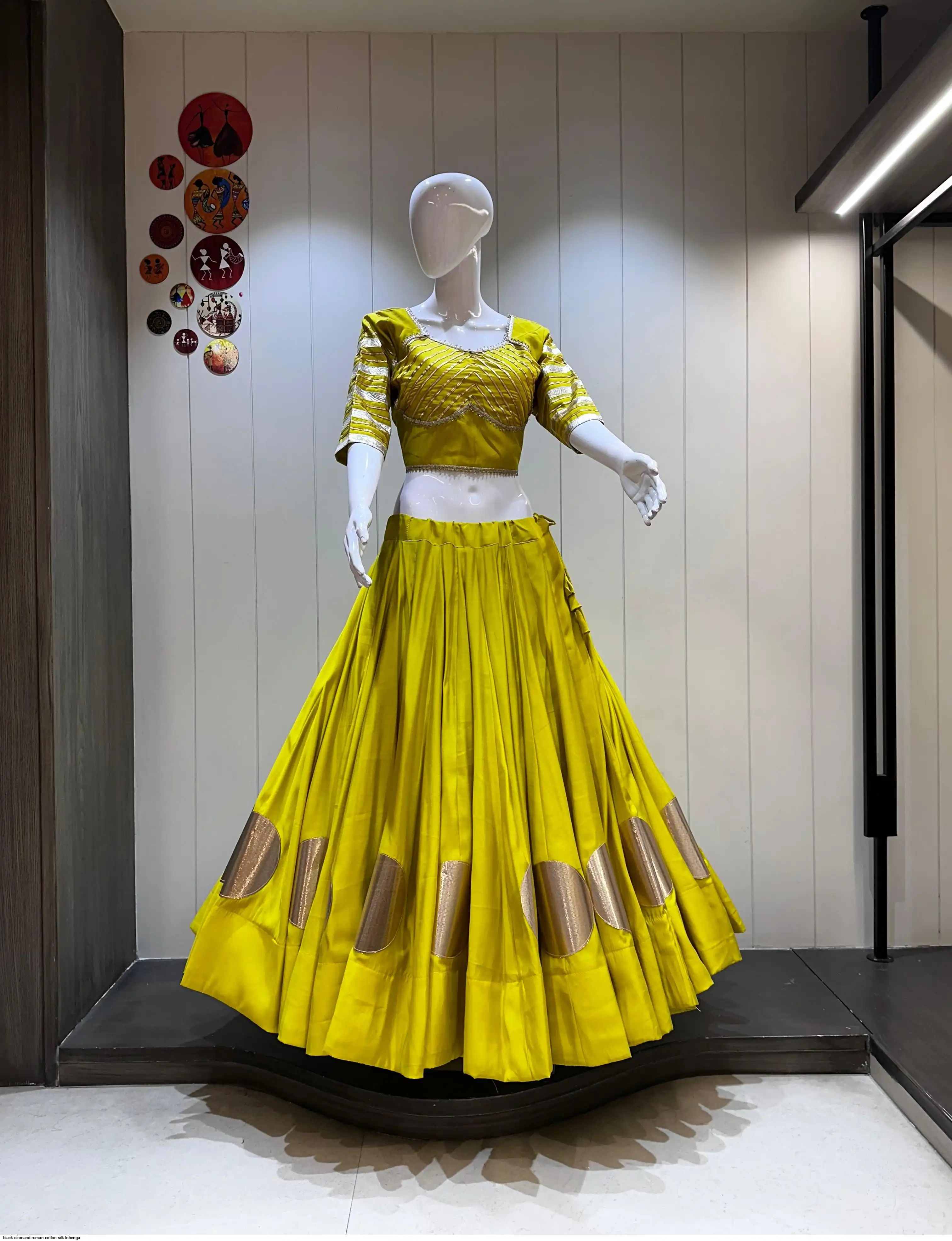 BLACK DIOMAND ROMAN COTTON SILK LEHENGA 9