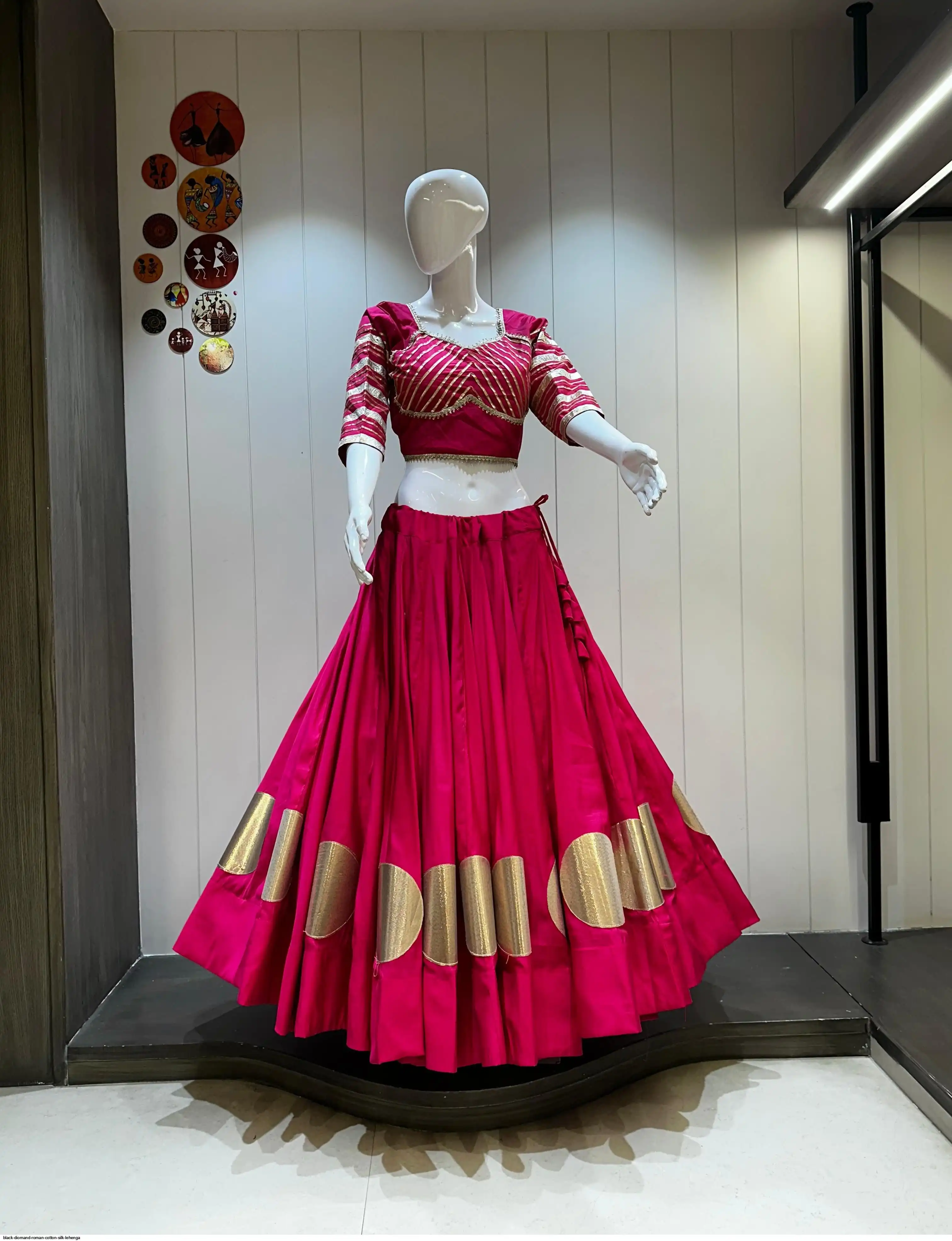 BLACK DIOMAND ROMAN COTTON SILK LEHENGA 11