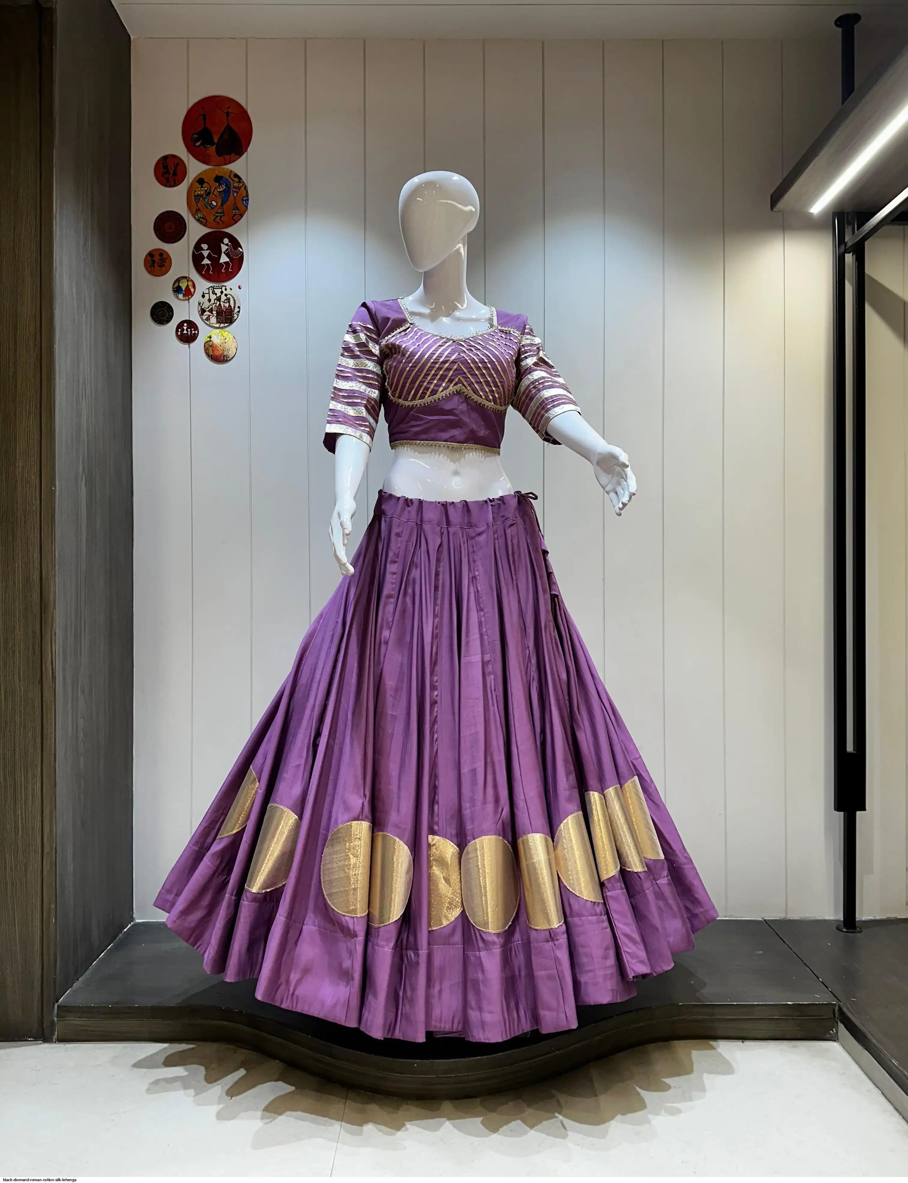 BLACK DIOMAND ROMAN COTTON SILK LEHENGA 12