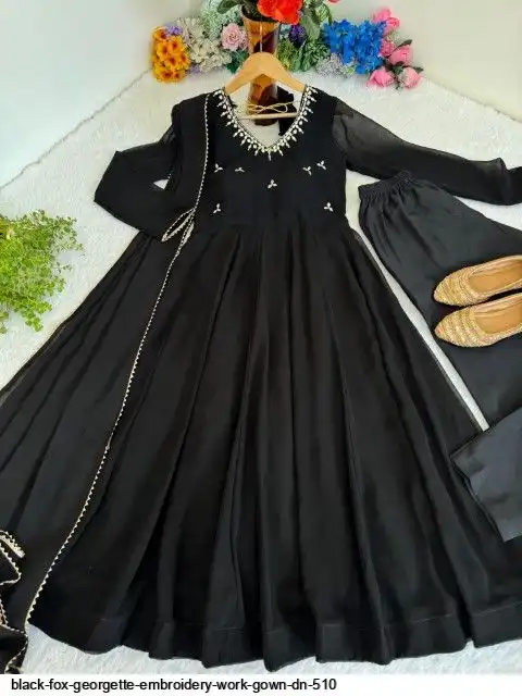 BLACK FOX GEORGETTE EMBROIDERY WORK GOWN DN 510