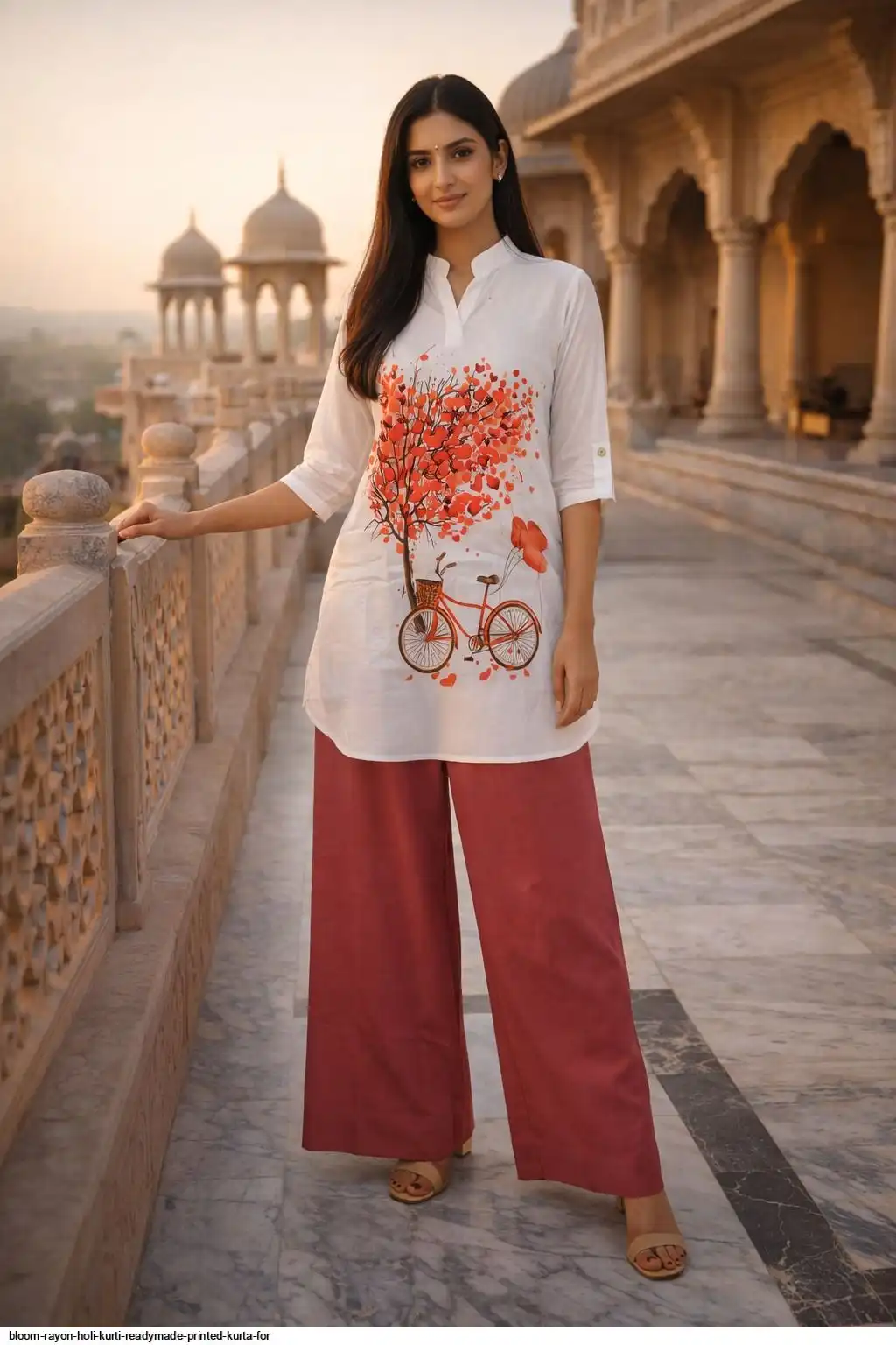 BLOOM RAYON HOLI KURTI READYMADE PRINTED KURTA PANT 4